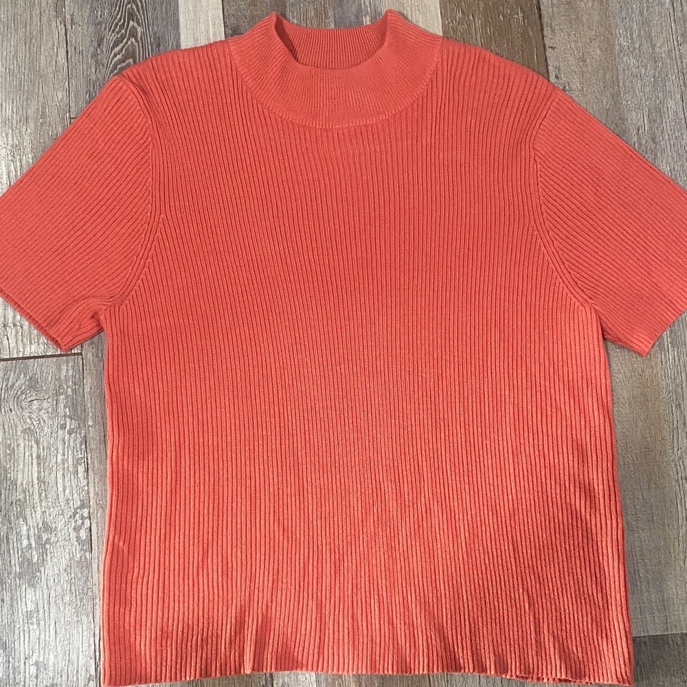 Requirements Orange Ribbed Blouse - Picture 4 of 10